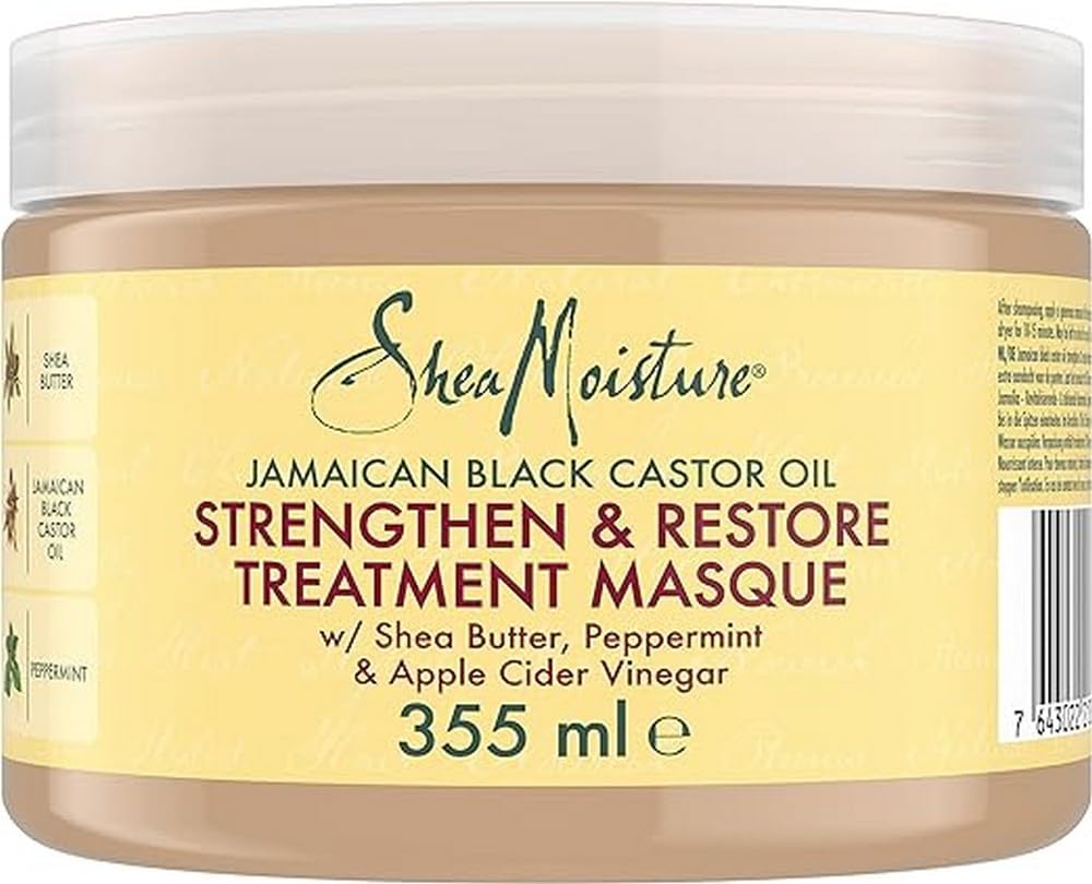 Shea Moisture Jamaican Black Castor Oil Masque. Rich in nourishing ingredients, it hydrates and tames frizz for beautifully bouncy curls.
