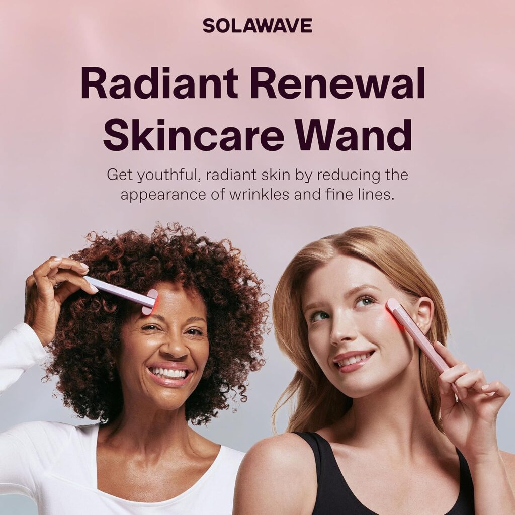 Solawave 4-in-1 Radiant Renewal Wand and Serum Bundle, Face Skincare Wand with Facial Massager, Facial Wand with Renew Complex Serum