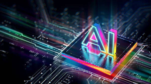 Artificial intelligence creating a fantastical landscape painting based on text description