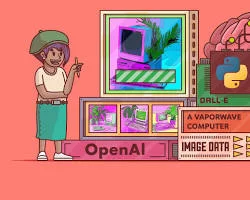 AI creating a fantastical landscape painting based on text description