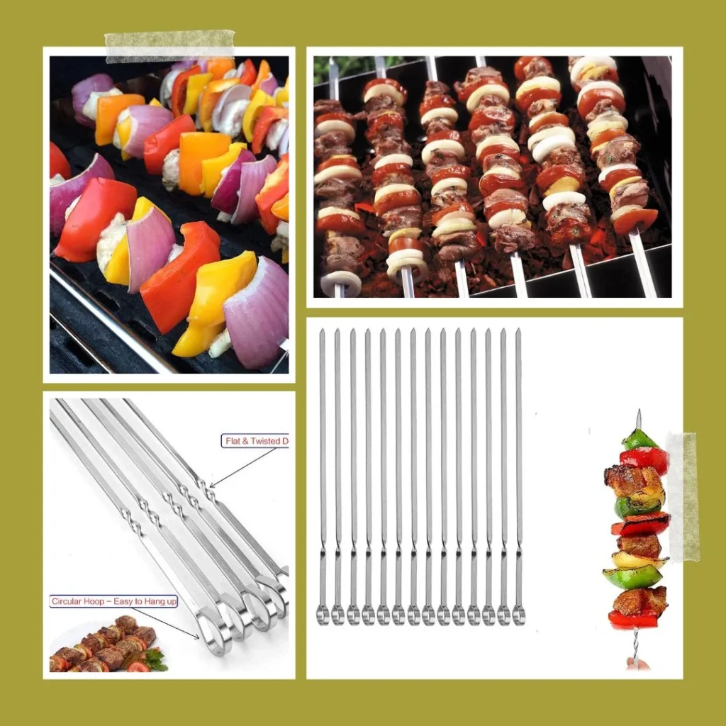 Best Metal Skewers for Grilling,Kabob Skewers,Flat BBQ Barbecue Skewer,Grilling Skewers