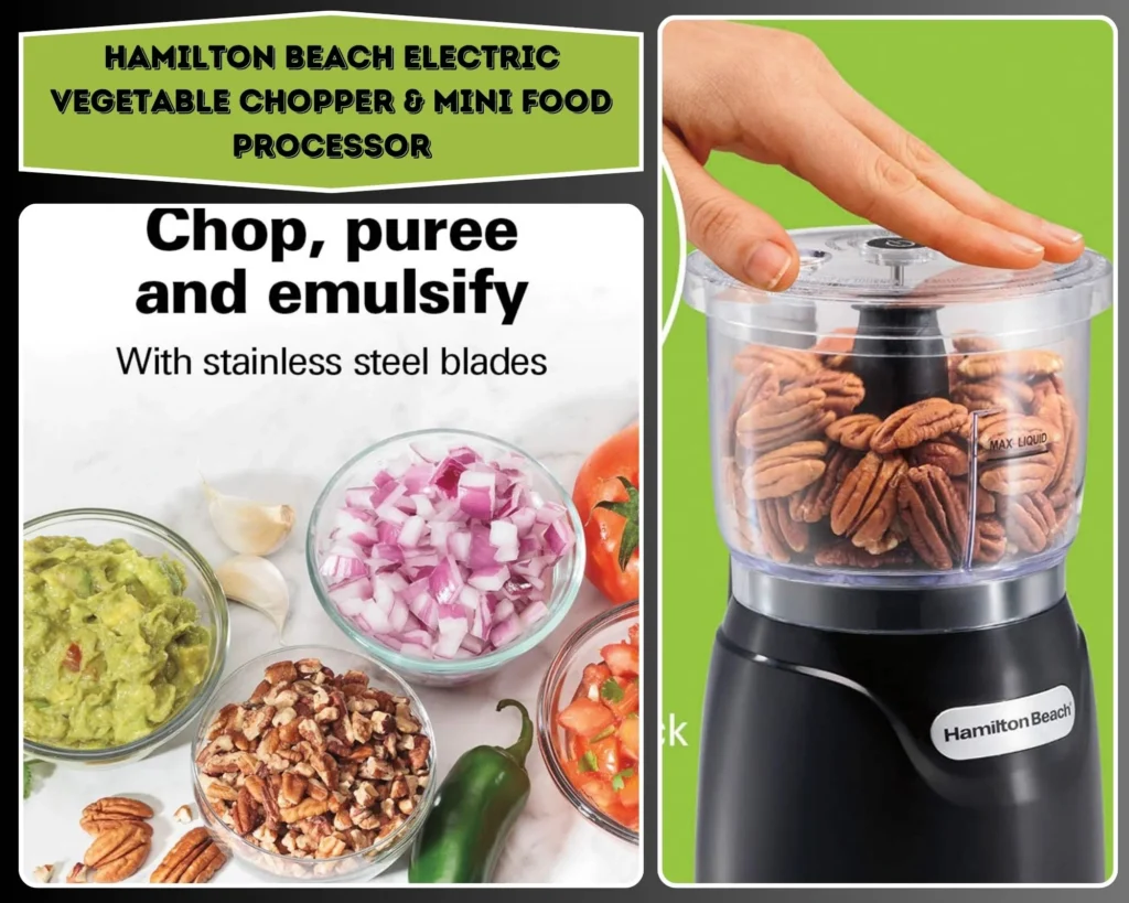Hamilton Beach Electric Vegetable Chopper & Mini Food Processor is a powerful choice.