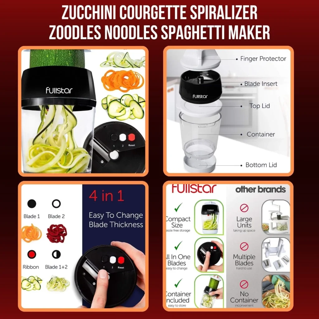 Zucchini Courgette Spiralizer Zoodles Noodles Spaghetti Maker (US & UK)