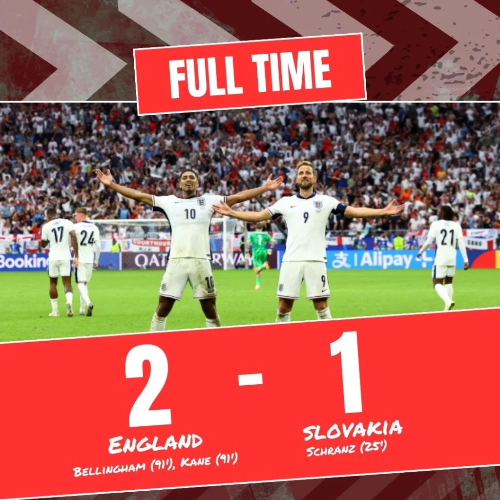 England 2 - 1 Slovakia- England dramatic win over Slovakia