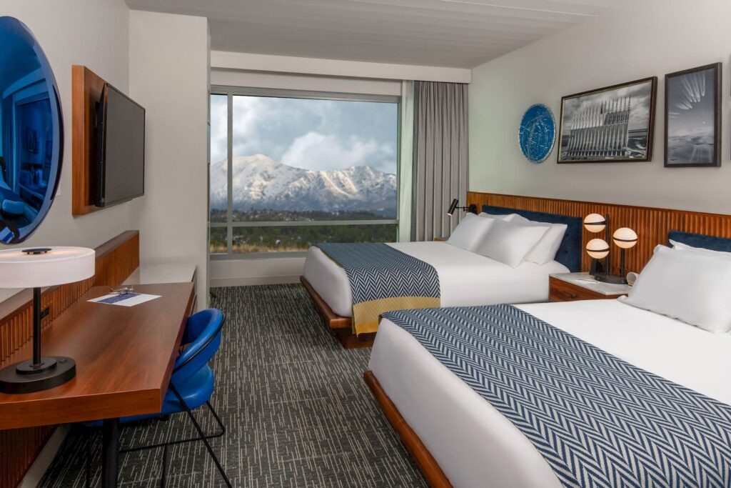 Hotel Polaris offers a luxurious and inviting atmosphere. Inspired by the Rocky Mountains and the Air Force Academy's mid-century modern aesthetic, the hotel features stylish accommodations, world-class dining, and a rejuvenating spa.