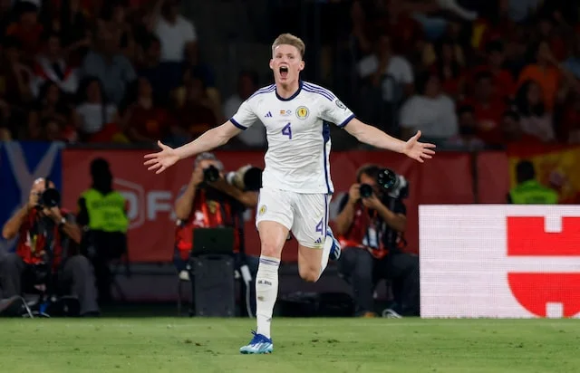 Scott McTominay celebrates scoring their first goal 