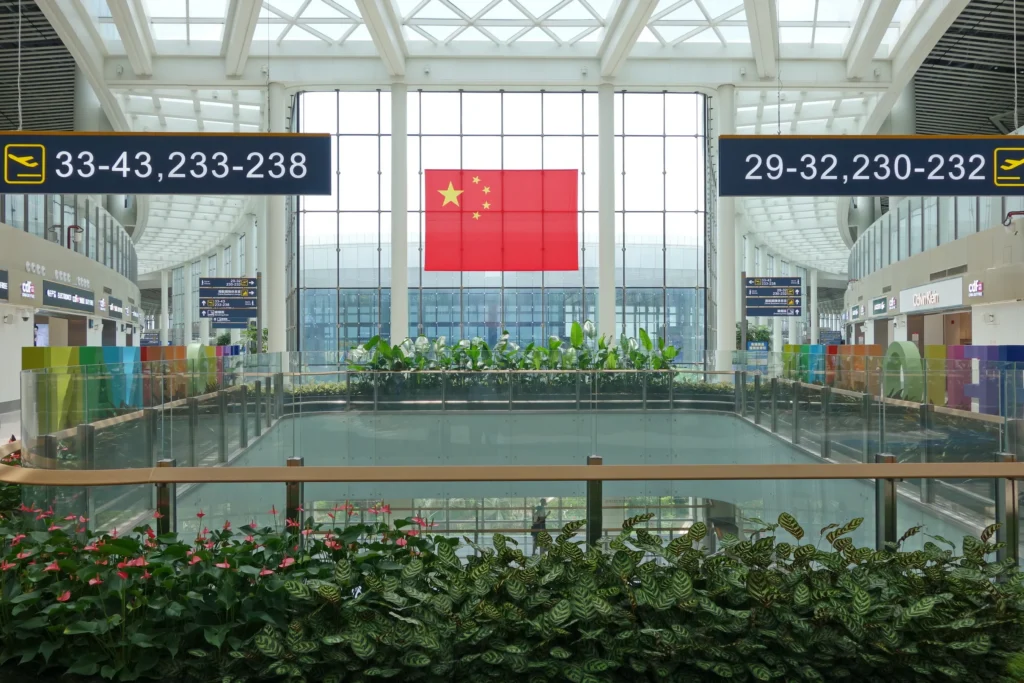 Terminal 2 at Haikou Meilan International Airport on Hainan Island, featuring tropical themes and modern infrastructure