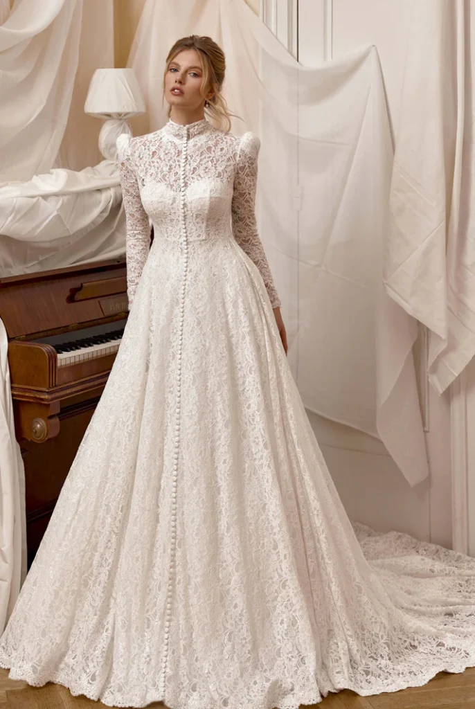 The High-Neck Vintage Wedding Dress