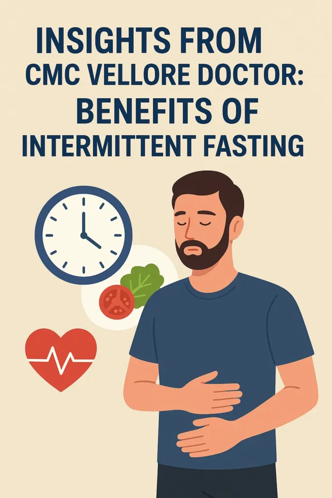 Image showing a person practicing intermittent fasting with health markers like glucose control, insulin sensitivity, and weight loss benefits, illustrating the positive effects of fasting on health