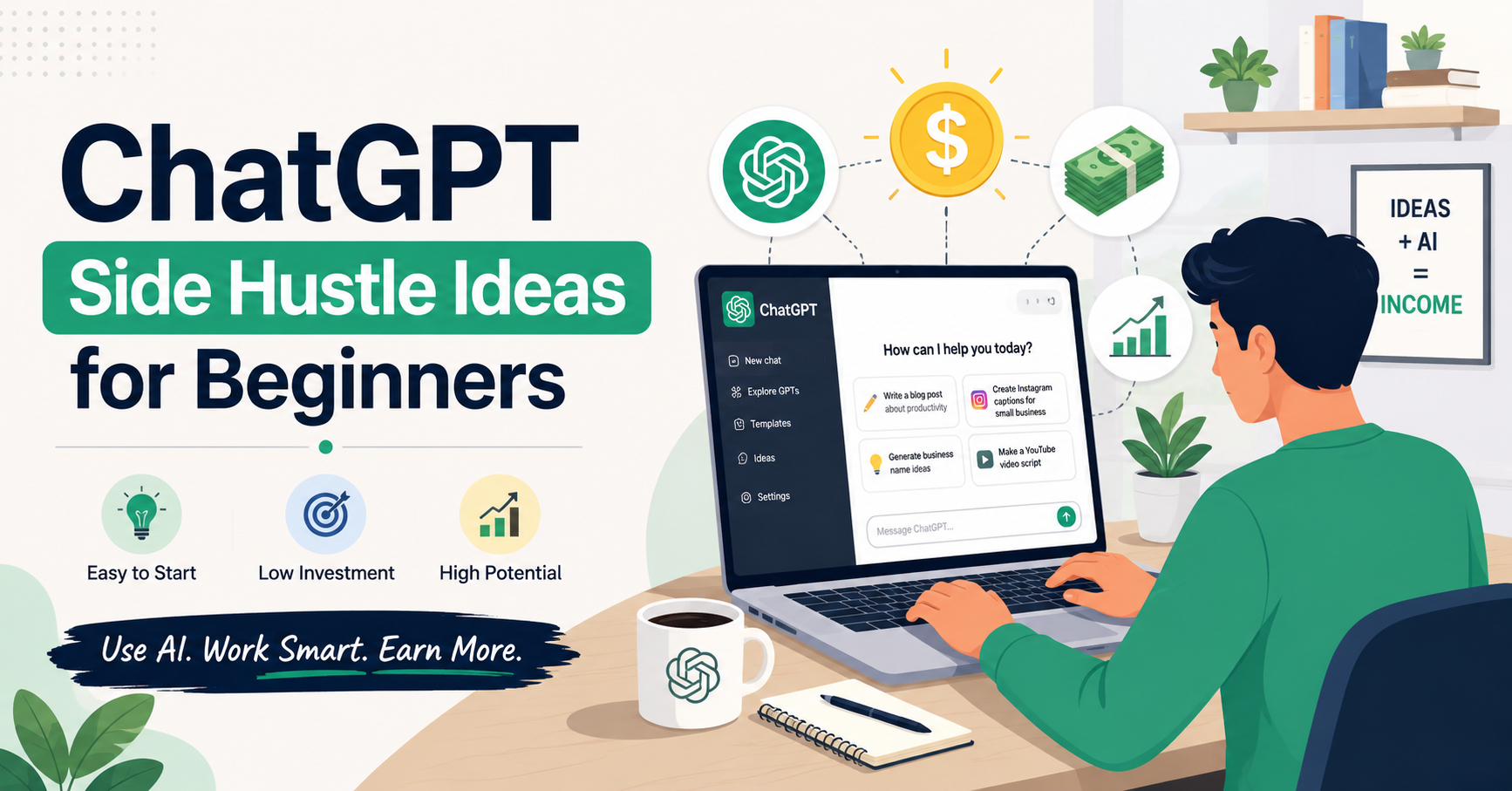 ChatGPT side hustle ideas for beginners