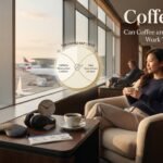 Coffee Nap: Does Caffeine Before a Nap Actually Work? featured image showing a cup of coffee, a 20-minute timer, headphones, and an eye mask in a modern airport lounge.